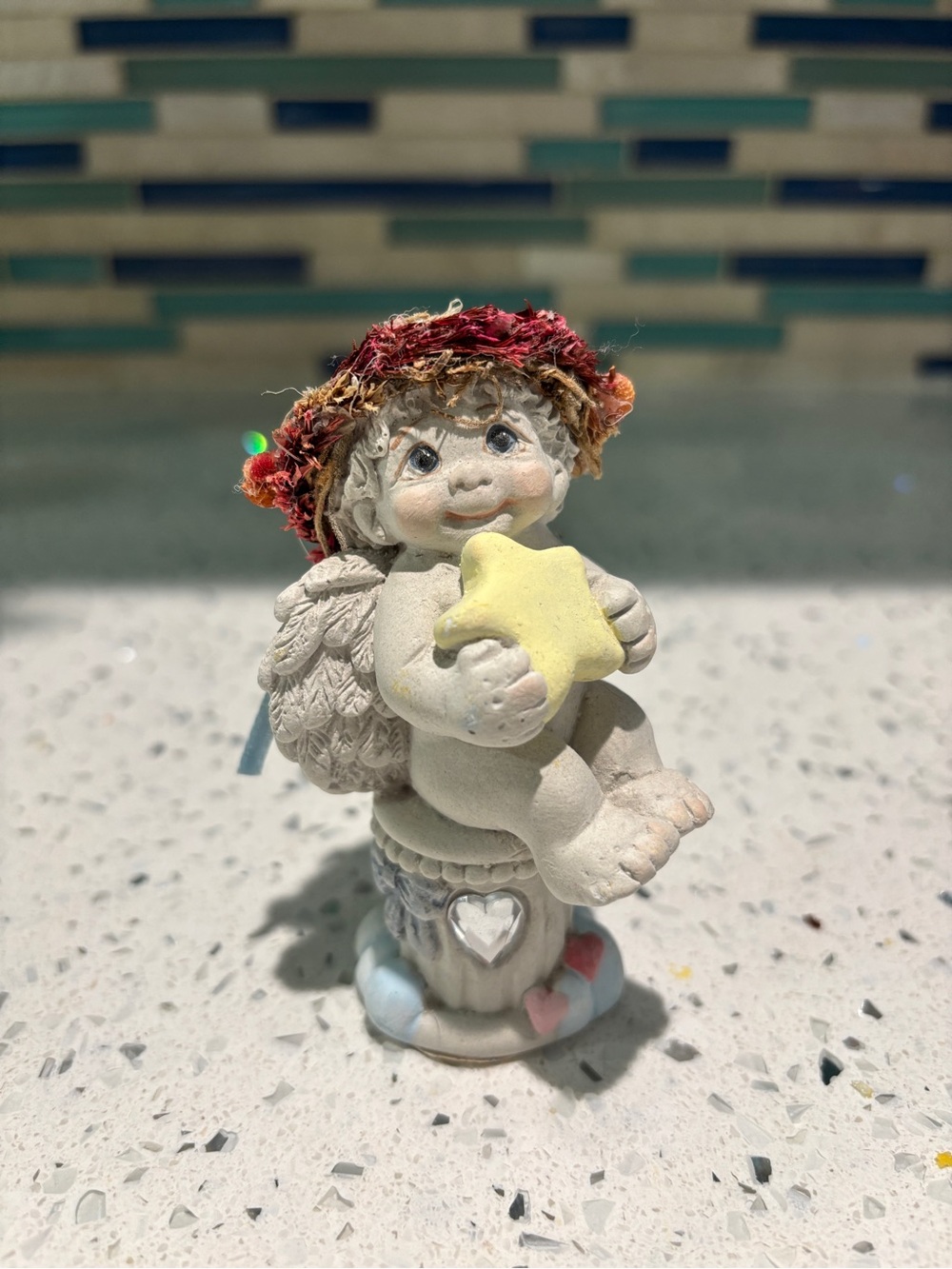 Dreamsicles Diamond Angel Figurine Holding Yellow Star Artist Signed 1996